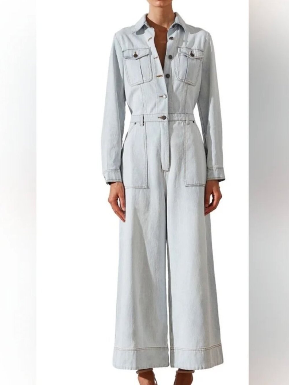 Shona Joy Light Wash Denim Jumpsuit - Picture 3 of 7